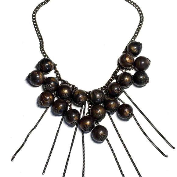 Burnished brass estate necklace - Picture 4 of 8